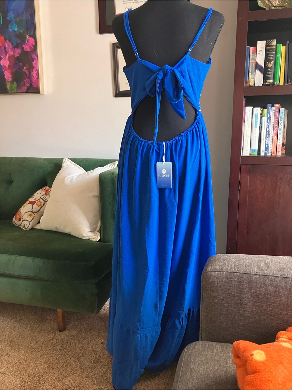 Cupshe Royal Blue Open-Back Tie-Back Maxi Dress